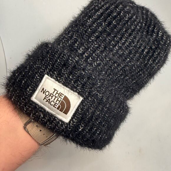 The North Face Heather Gray Wool Blend Beanie with Brown Logo and Fleece Lined- - Picture 16 of 16